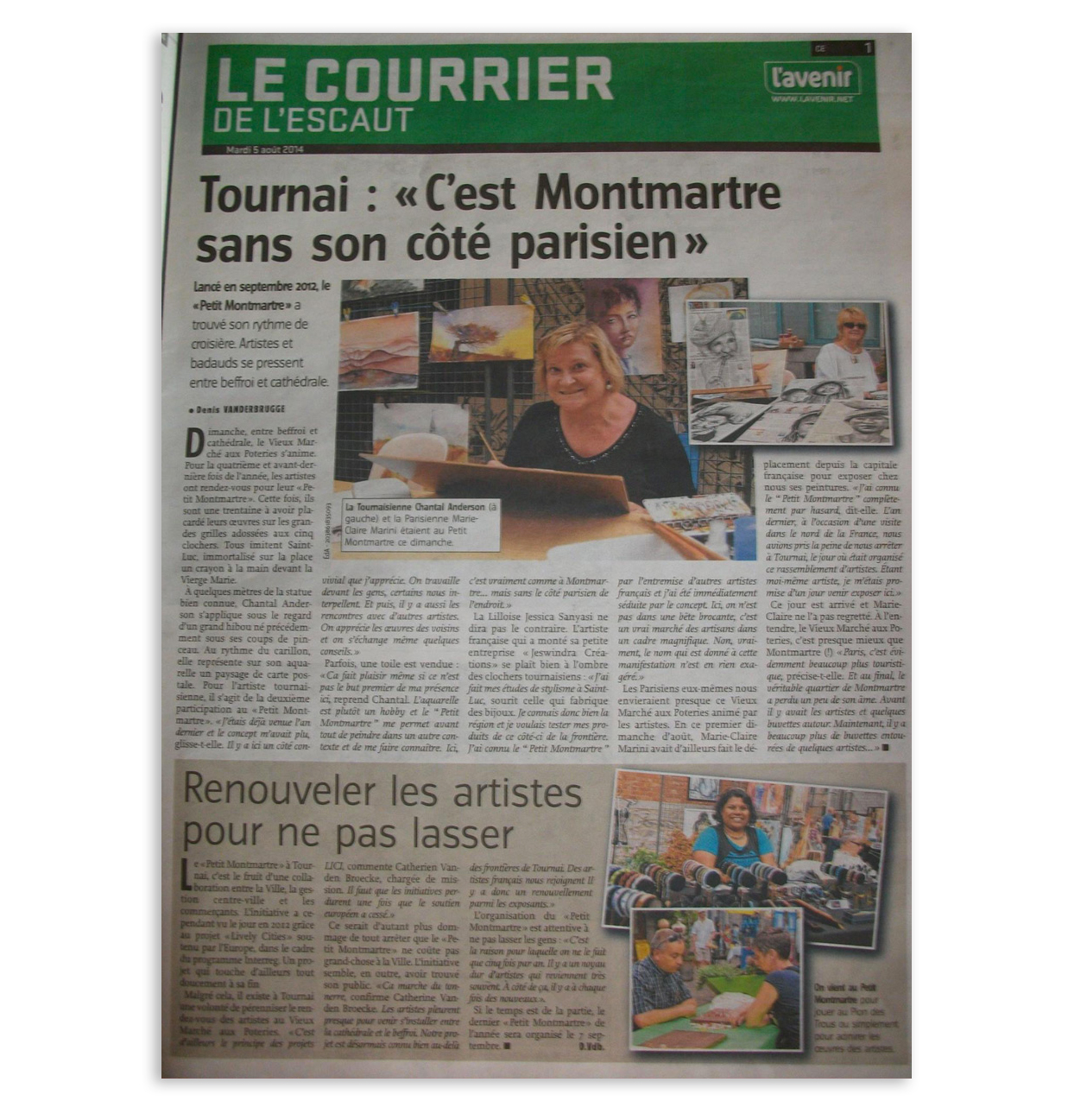 Interview dans le Courrier de L'Escaut