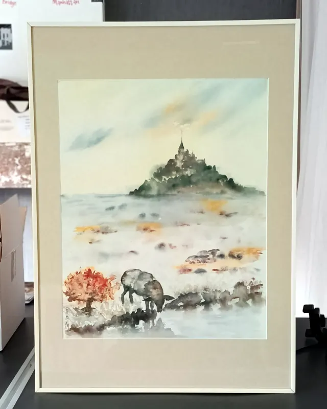 Aquarelle Mont Saint-Michel, vertical